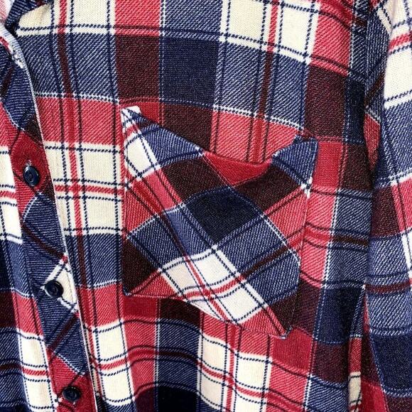 RUE21 Women's Long Sleeve Boyfriend‎ Style Red/Blue/White Plaid Shirt Sz XL - Picture 2 of 6